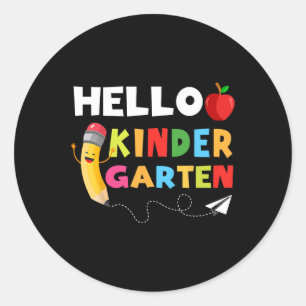 Hello Kindergarten Team Kindergarten Back to Schoo Classic Round Sticker