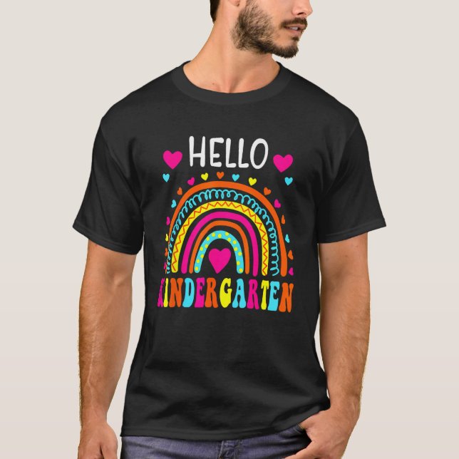 Hello Kindergarten Team Squad Back To School Teach T-Shirt (Front)