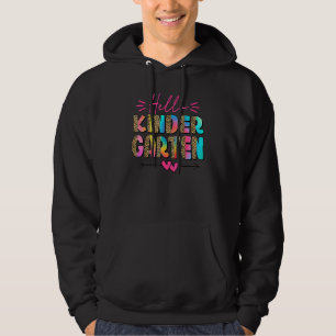 Hello Kindergarten Tie Dye Leopard First Day Of Sc Hoodie