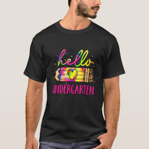 Hello Kindergarten Tie Dye Leopard Pencil Back To T-Shirt