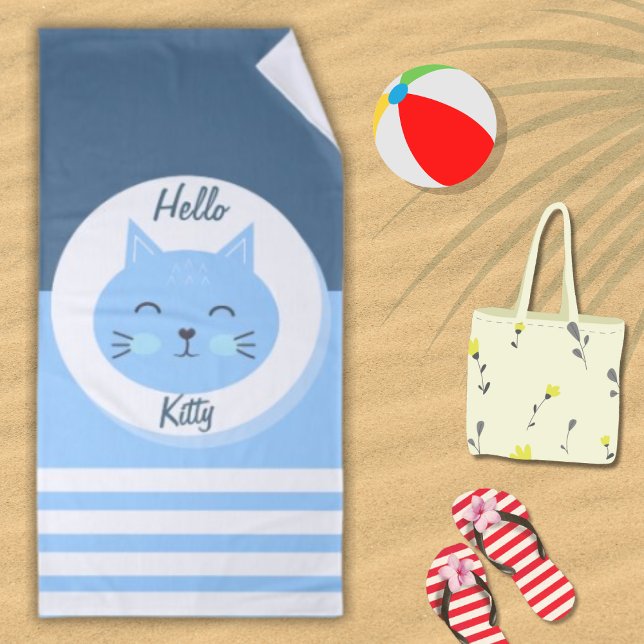 Hello Kitty Beach Towel White & Blue Colour Mix (Creator Uploaded)