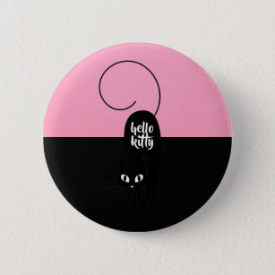 Hello Kitty, Two Tone Pink and Black 6 Cm Round Badge