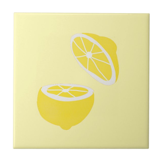 Hello Lemon modern yellow fruit Ceramic Tile (Front)