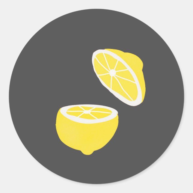 Hello Lemon modern yellow fruit Classic Round Sticker (Front)