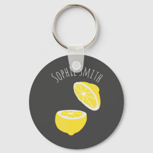 Hello Lemon modern yellow fruit Key Ring