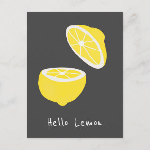 Hello Lemon modern yellow fruit Postcard