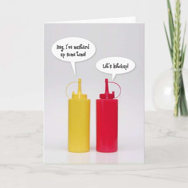 Hello, Let's Catch Up, Ketchup Mustard Blank Card (Front)