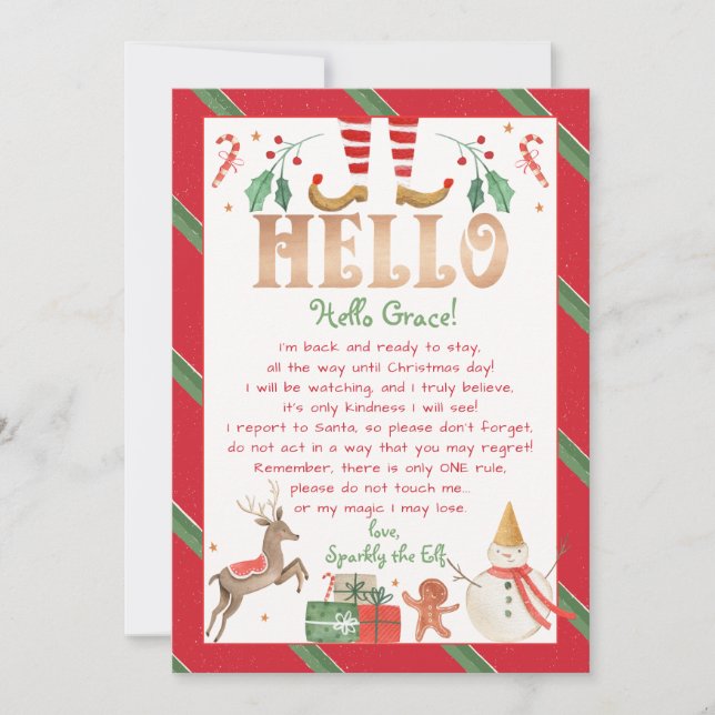 Hello Letter from Your Elf Hello Personalise Invitation (Front)