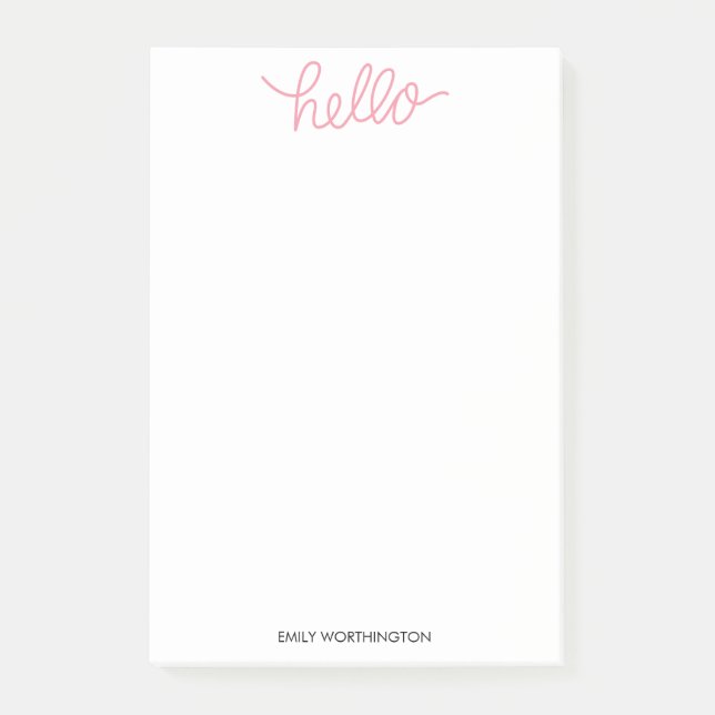Hello Lettering Custom Post-it® Notes (Pink) (Front)
