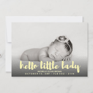 Hello little baby yellow  Photo Birth Announcement