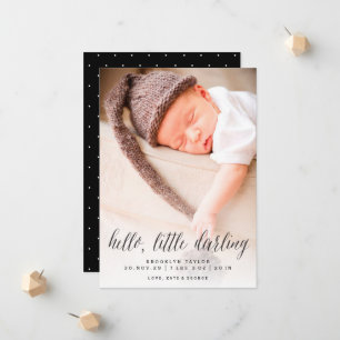 Hello Little Darling Minimalist Photo Design Birth Announcement