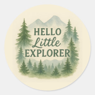 Hello Little Explorer Woodland Baby Shower Sticker