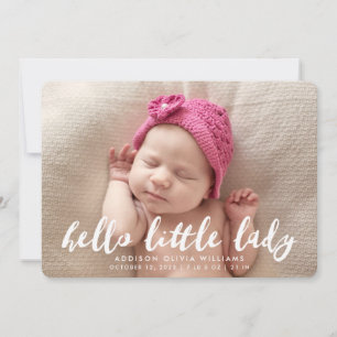 Hello Little Lady   Photo Birth Announcement
