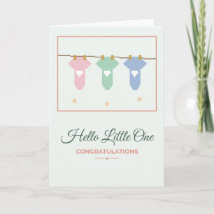 Hello Little One Baby Clothesline New Baby Card