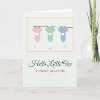Hello Little One Baby Clothesline New Baby Card