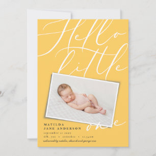 Hello little one chic elegant modern photo announcement