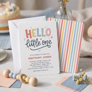 Hello Little One Colourful Baby Shower Invitation
