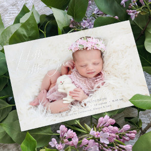Hello Little One Elegant Script Photo Birth Foil Holiday Card