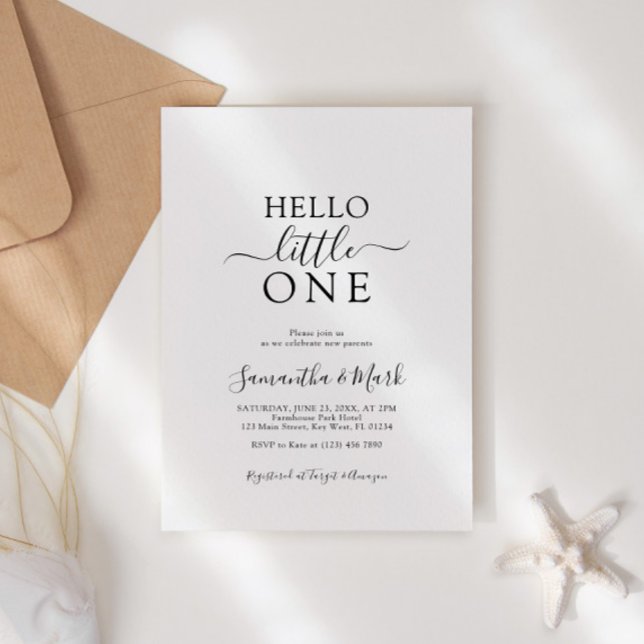 Hello Little One Minimalist Modern Baby Shower  Invitation (Creator Uploaded)