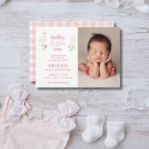 Hello Little One Wildflower Photo Baby Birth Announcement