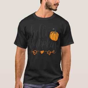 Hello Little Pumpkin Cute Fall Graphic With Orange T-Shirt