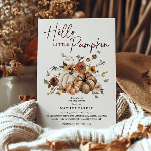 Hello Little Pumpkin Fall Baby Shower Invitation