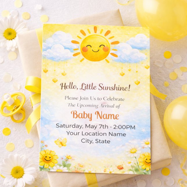 Hello Little Sunshine Baby Shower Invite (Creator Uploaded)