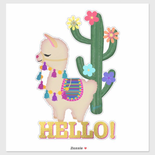 Hello! Llama and Cactus | Whimsical Llama (Sheet)