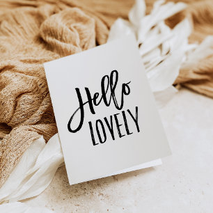 Hello Lovely   Chic Typography Blank Card