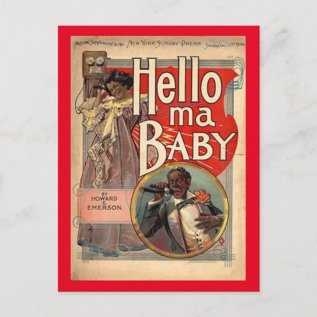 Hello ma Baby, Sheet Music 1900 Vintage Postcard (Front)