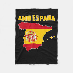 Hello Madrid I Love Spain Map Flag Proud Spanish D Fleece Blanket