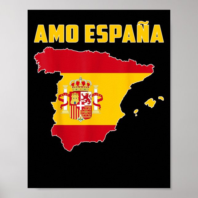 Hello Madrid I Love Spain Map Flag Proud Spanish D Poster (Front)