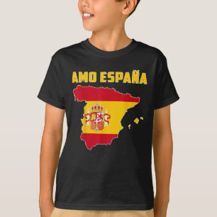 Hello Madrid I Love Spain Map Flag Proud Spanish D T-Shirt