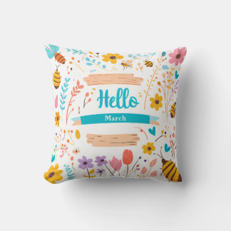 Hello March Floral Design for Spring Cushion