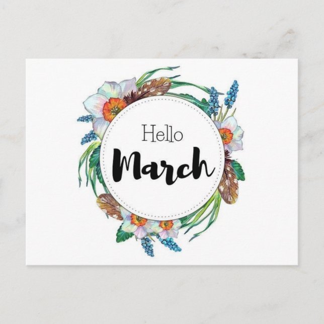 Hello March Postcard (Front)