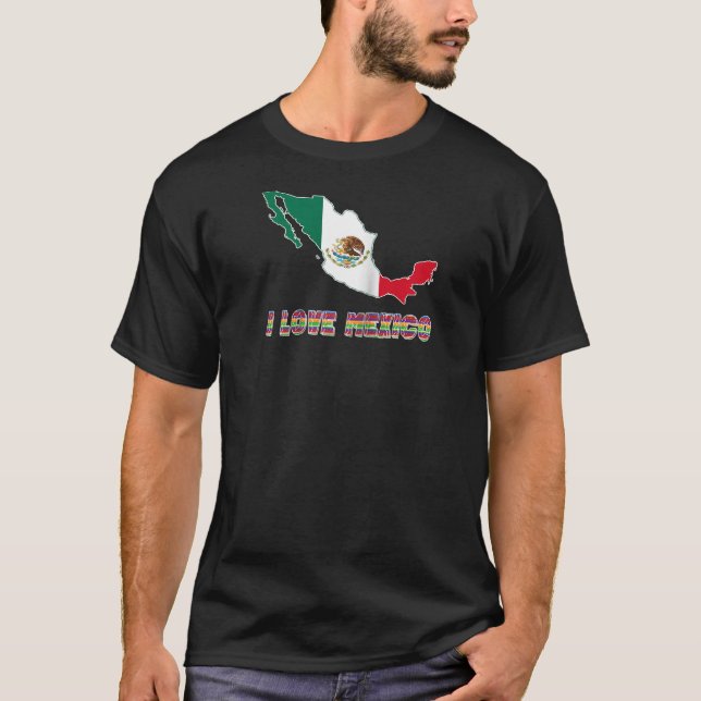 Hello Mexico I Love Mexico Map Flag Proud Mexican  T-Shirt (Front)