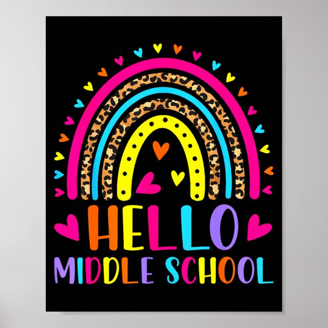 Hello Middle School Back to School First Day Poster (Front)