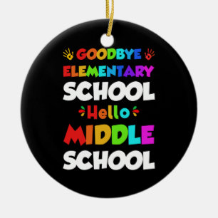 Hello Middle School Graduation Elementary School Ceramic Ornament