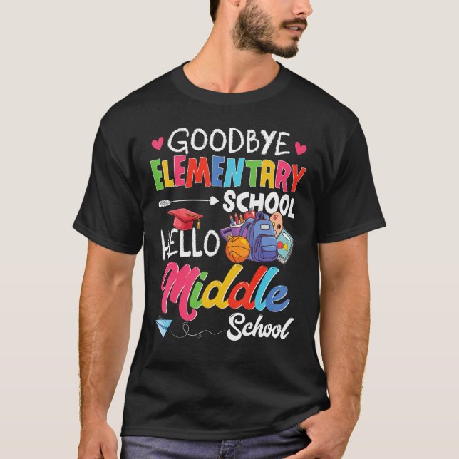 Hello Middle School Graduation Elementary School T-Shirt (Front)