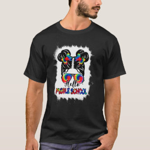 Hello Middle School Messy Bun Girl Tie Dye Back To T-Shirt