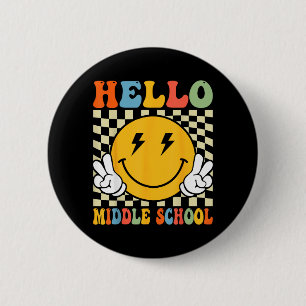 Hello Middle School Retro First Day of School 6 Cm Round Badge