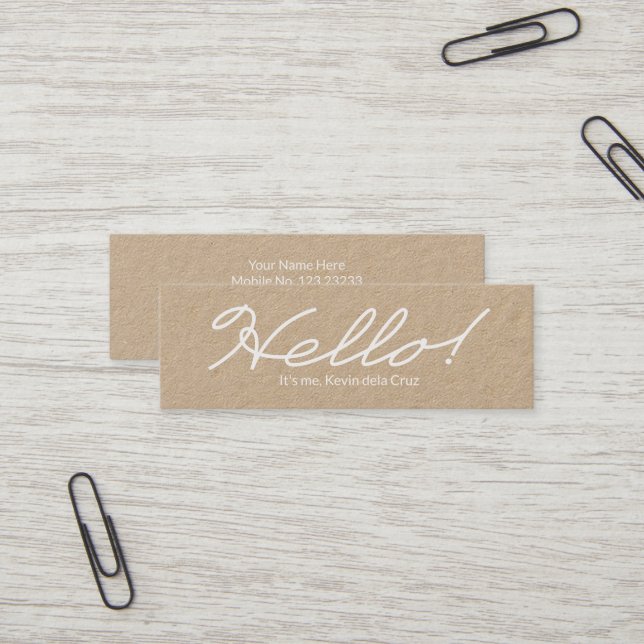 Hello Minimalist Mini Business Card (Front/Back In Situ)