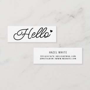 Hello   Modern Clean Simple White Minimal Mini Business Card