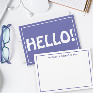 Hello Modern Custom Monogram Periwinkle Blue Thank You Card