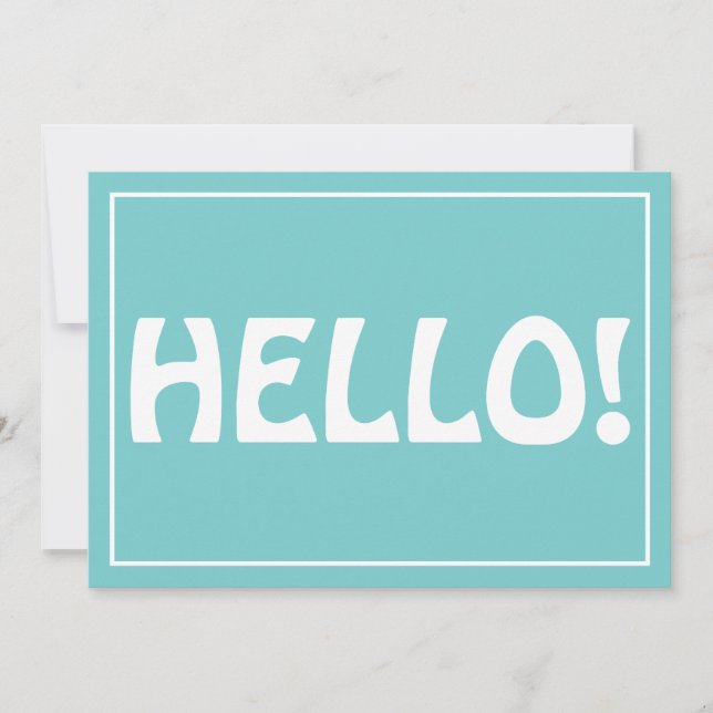 Hello Modern Custom Monogram Text Trendy Aqua Thank You Card (Front)