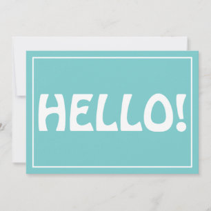 Hello Modern Custom Monogram Text Trendy Aqua Thank You Card