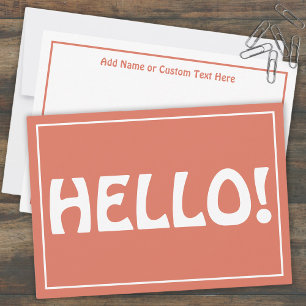 Hello Modern Custom Monogram Text Trendy Red Thank You Card