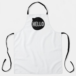 'Hello' Modern Minimalist Black and White Apron