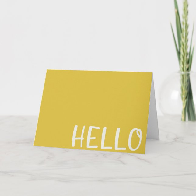 Hello | Modern Mustard Yellow Minimalist Simple Card (Front)