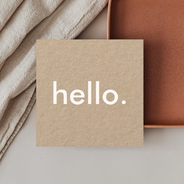 Hello Modern Professional Kraft Square Business Card (Creator Uploaded)